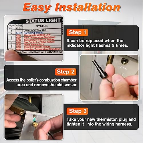 Miniatura 5 de Reemplazo del sensor de cámara de termistor compatible con calentadores de agua sin tanque AP19299 Ultra Low Nox, piezas de calentador de agua con
