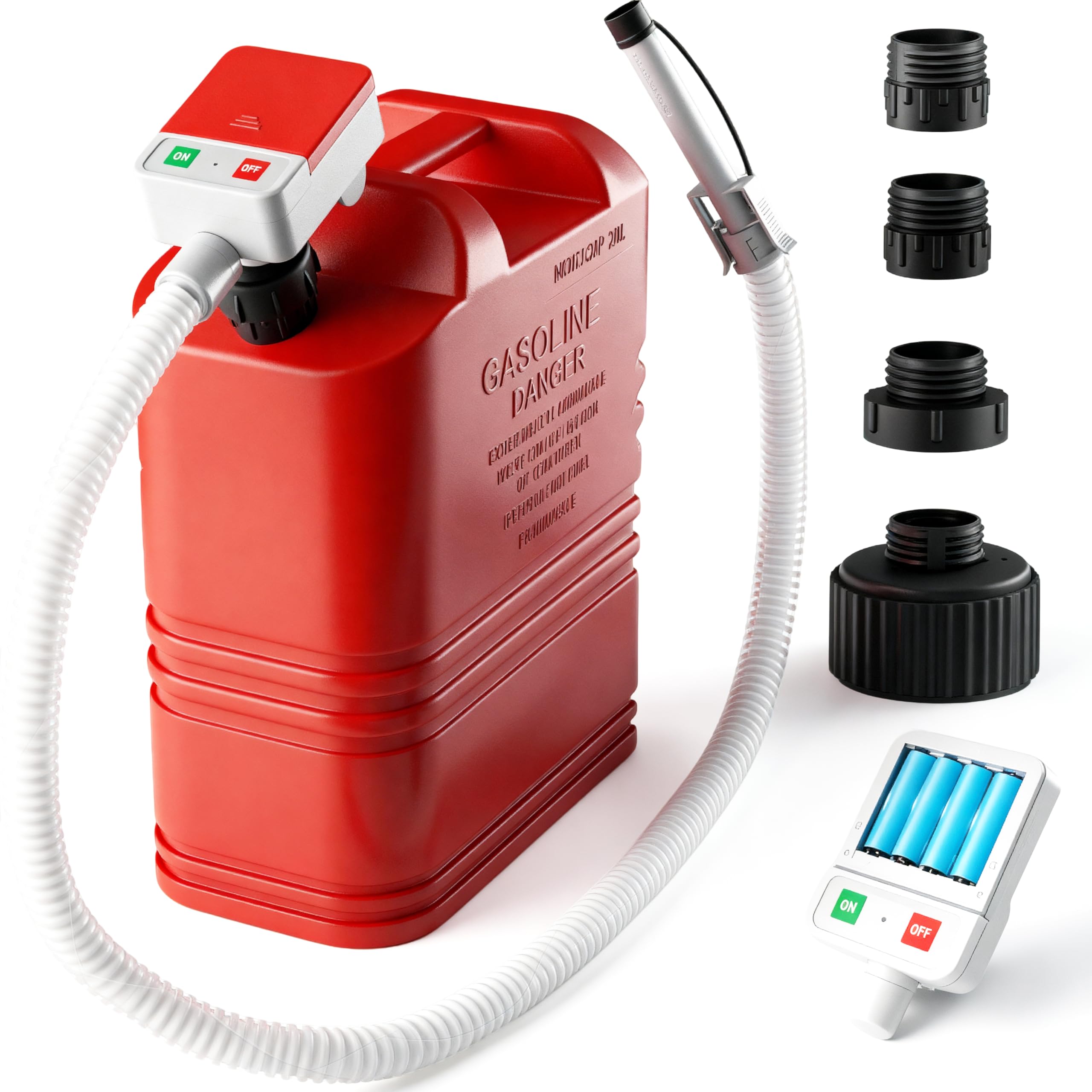 Kraftstoff Umfüllpumpe mit Auto-Stopp-Sensor, Elektrische Benzinpumpe mit 4 Größen-Adapter, Multifunktions Dieselpumpe Kraftstoffpumpe für Kanister Benzin, Diesel, Öl, Traktor, Generator, Rasenmäher