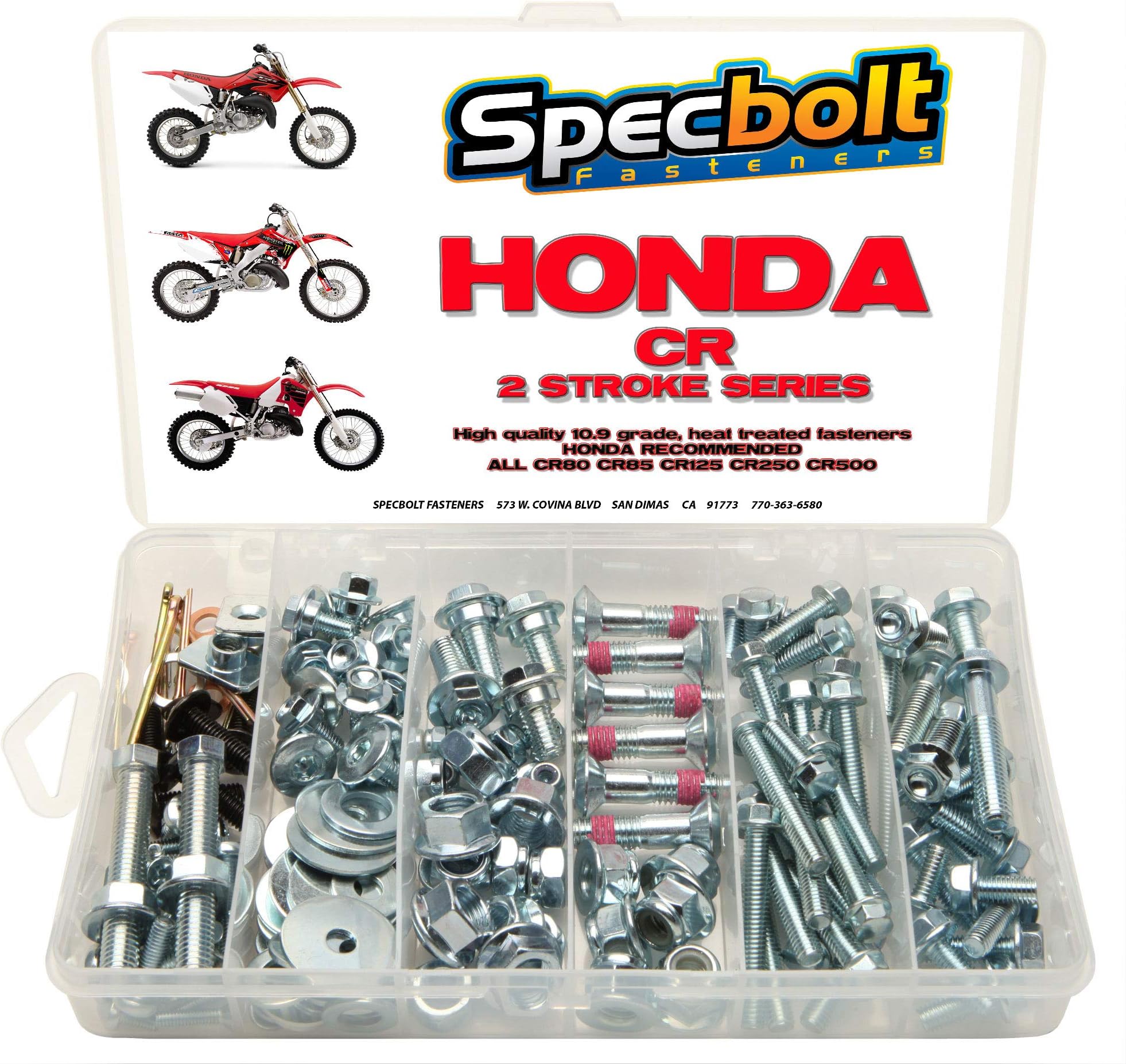 150pc Specbolt Fasteners Brand Bolt Kit fits: Honda CR Two Stroke Bolt Kit for Maintenance & Restoration of MX Dirtbike OEM Spec Fastener CR80 CR85 CR125 CR250 CR500
