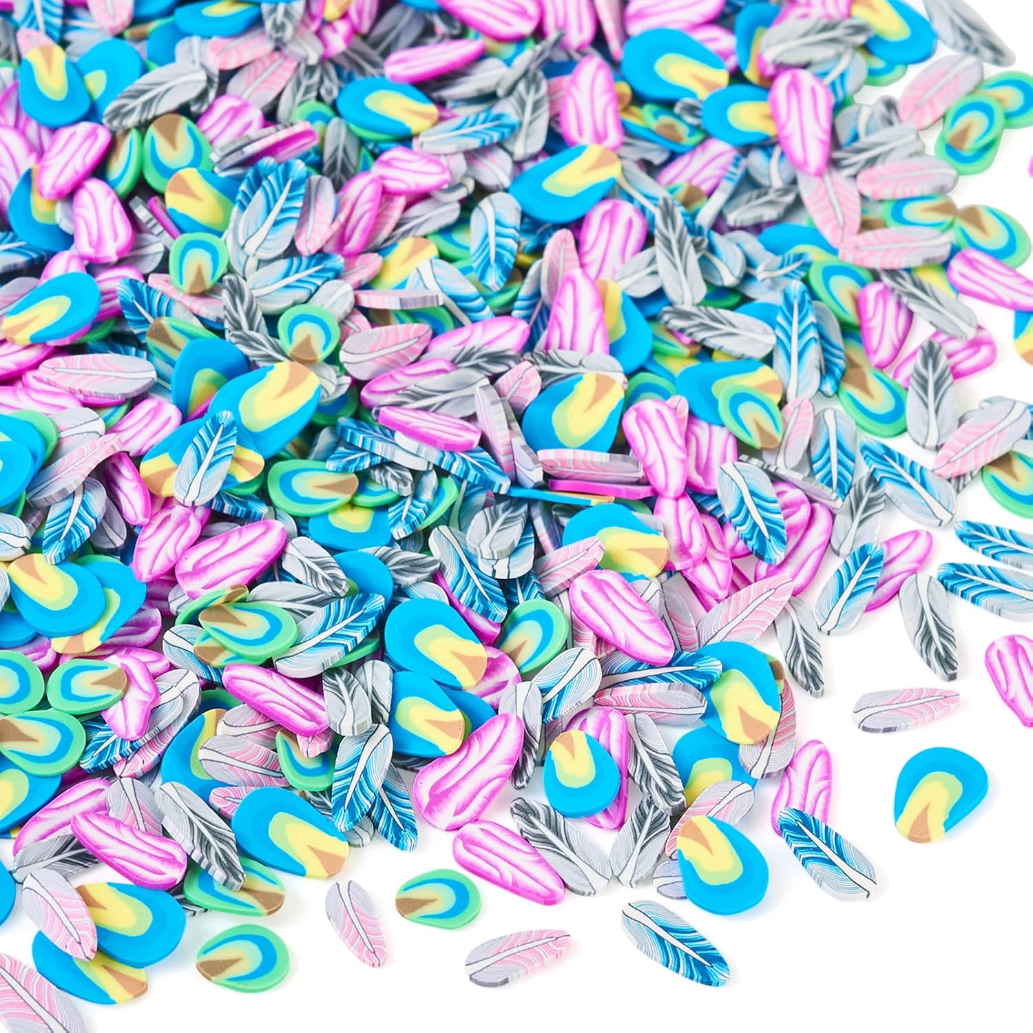Elecrelive 60 g Feather Polymer Clay Slice Cute Slices Charms 3D Nail Art Slices for DIY Crafts Resin Slime Makin g Cellphone Decoration