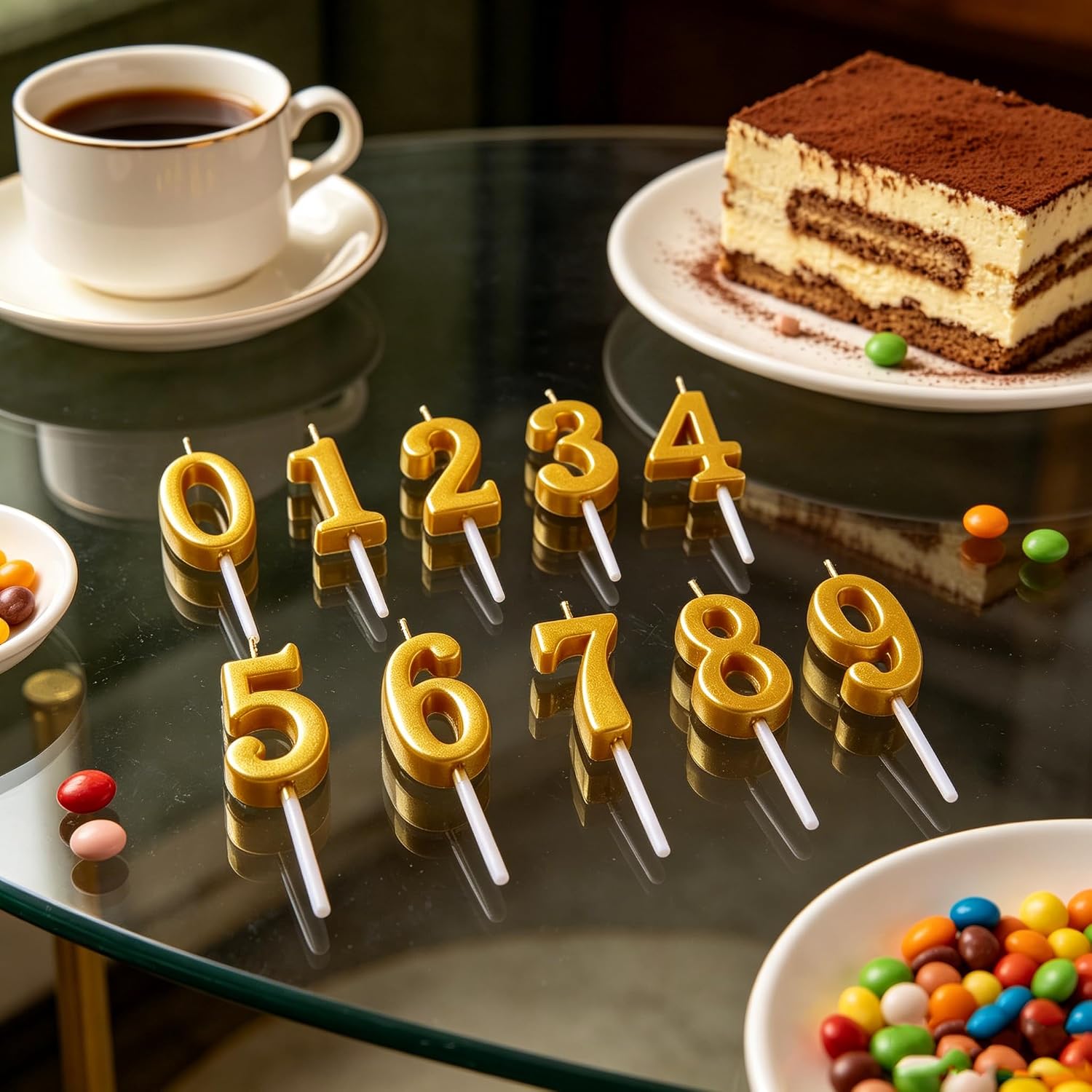 35PCS Number Birthday Candles Gold 0 1 2 3 4 5 6 7 8 9 Numeral Cake Topper