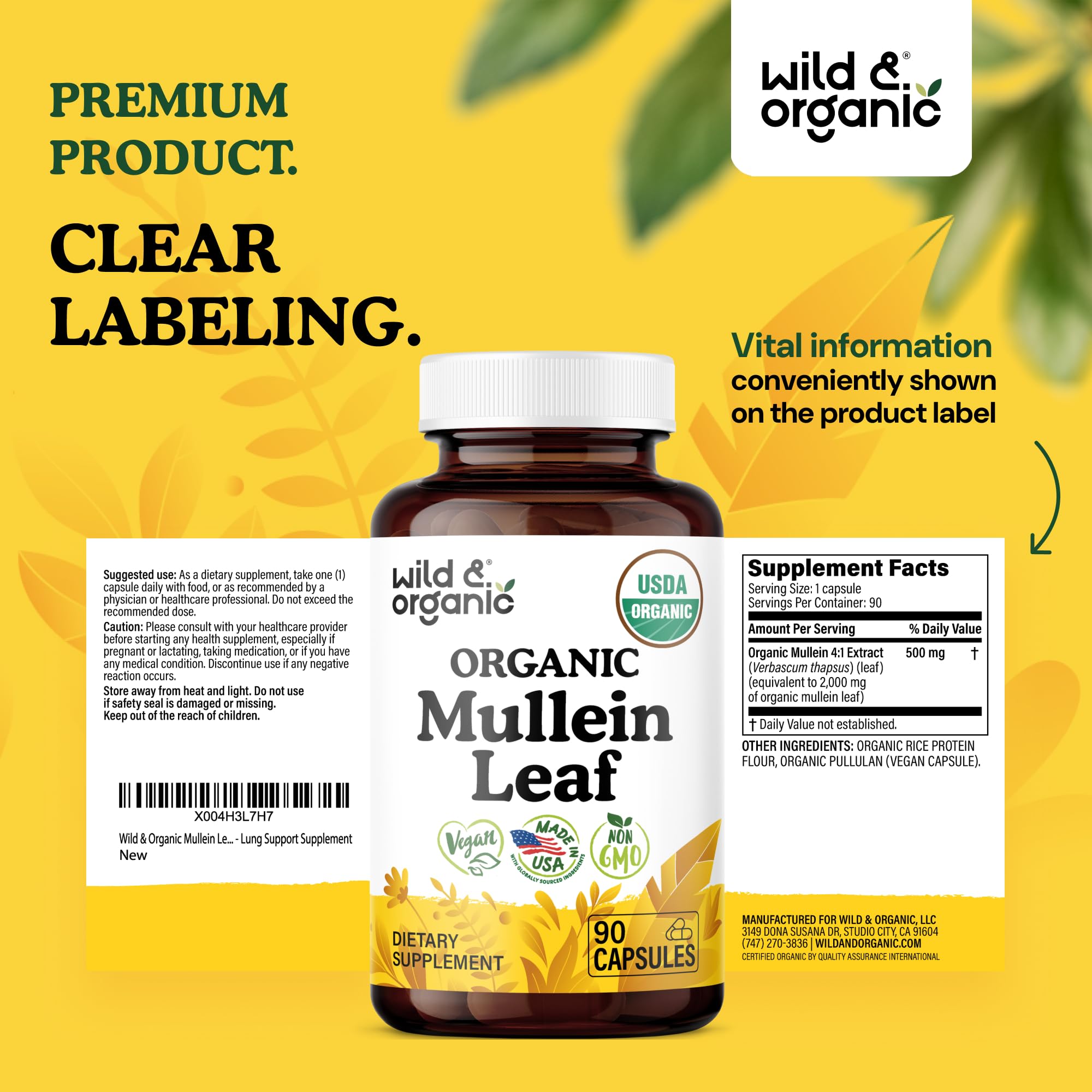 USDA Organic Mullein Capsules - Lung Support - 90 Count — Amazon image 7