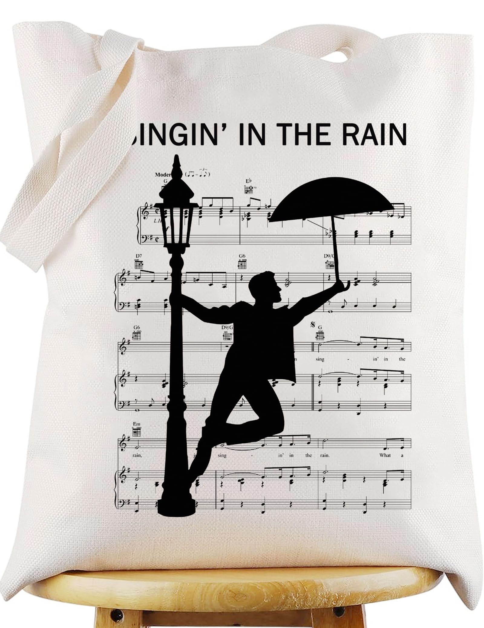 WZMPAMusical Tote Bag Gene Fans Gift Singing In The Rain Shoulder Bag Theater Drama Merchandise