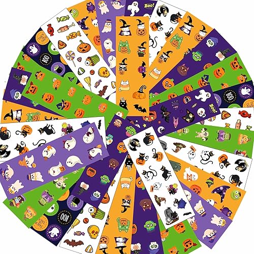 100 hojas de calcomanías de Halloween para niños, más de 1200 calcomanías de Halloween para decoración de fiesta de Halloween, regalos de fiesta de