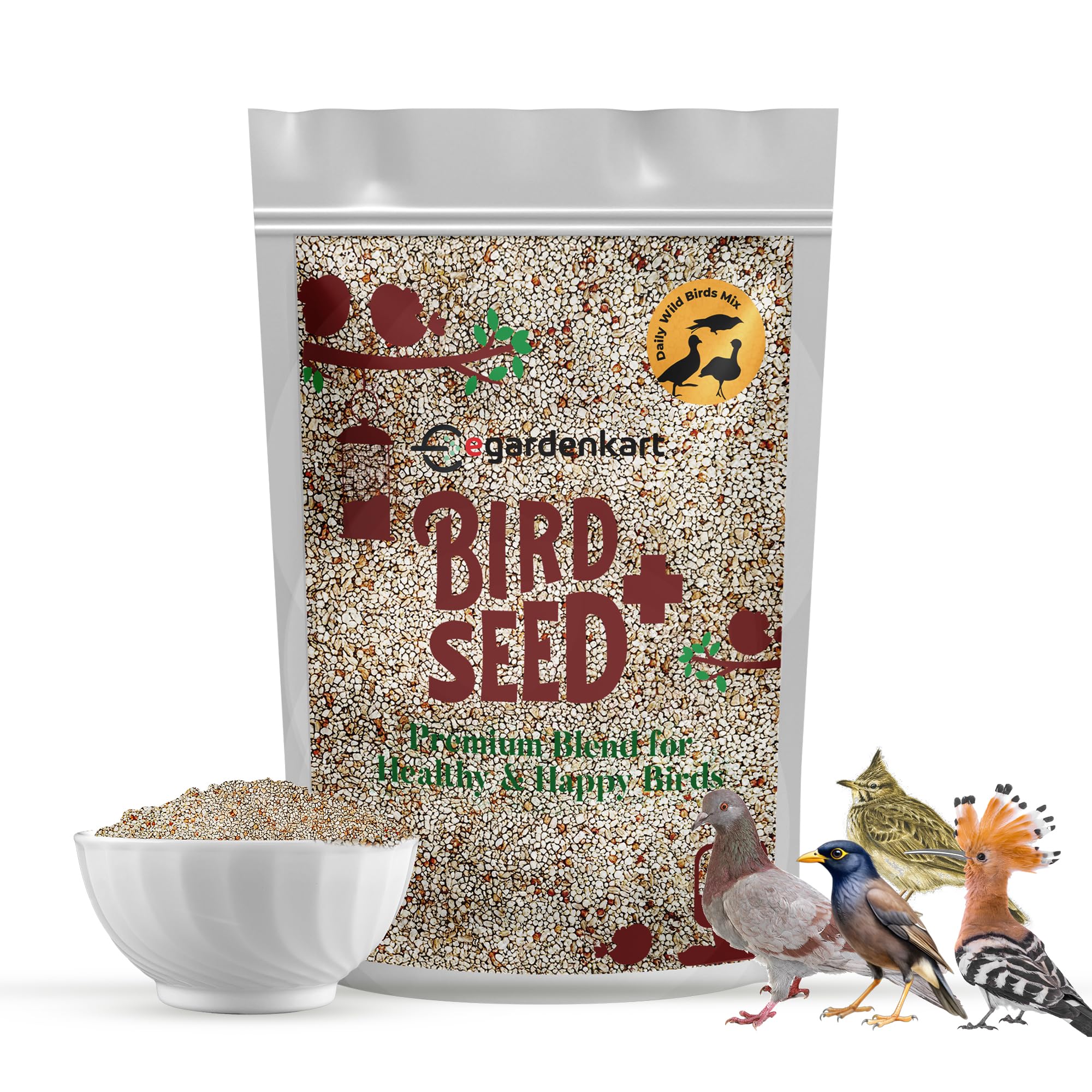 Egardenkart® Bird Food Daily Budget-Friendly - 1 Kg, Bird Seed | Wild Bird Feed for all Types of Wild Birds | Birds Food for Small Birds Dove Pigeon Myna Lark Bulbul Sparrow Hoopoe Seed Mix (1)