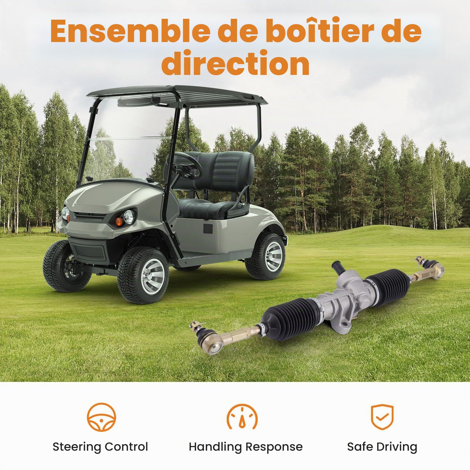 maXpeedingrods Boîte de direction à crémaillère pour golf RXV 2018-618329 | Versions essence et électriques Avec rotules de direction 601580 618329 851-201