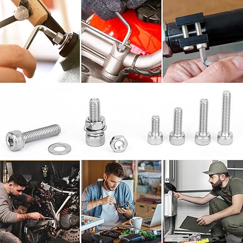 Miniatura 6 de VIGRUE Juego de 1610 tornillos surtidos M2 M3 M4 M5 Tornillos de cabeza hexagonal métrica 304 Tornillos de máquina de acero inoxidable Tornillos de