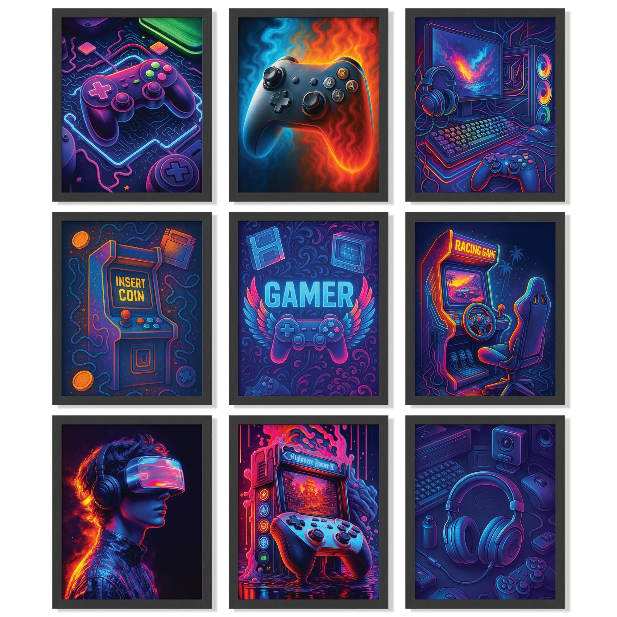 97 Decor Kids Gaming Room Decor For Boys Bedroom - Colorful Gaming Wall Art Prints, Cool Video Game Posters For Men Teen Dorm Decorations, Gamer Pictures Boys Gaming Room Accessories (8x10 Unframed)