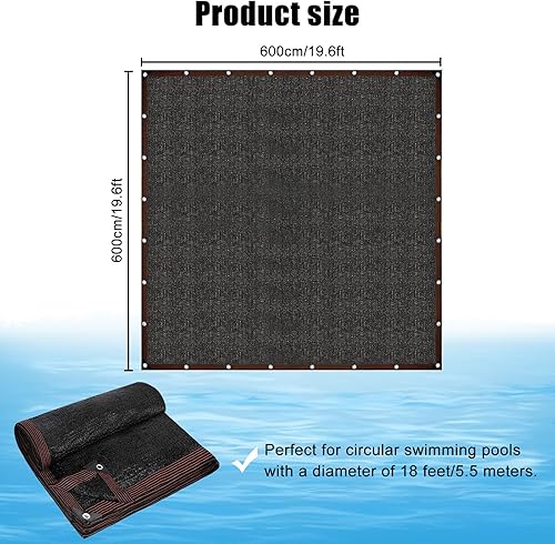 Miniatura 2 de Hlimior - Red de hojas redondas de 18 pies para piscina sobre el suelo, cubierta de malla de invierno, red de seguridad para piscina que se adapta a