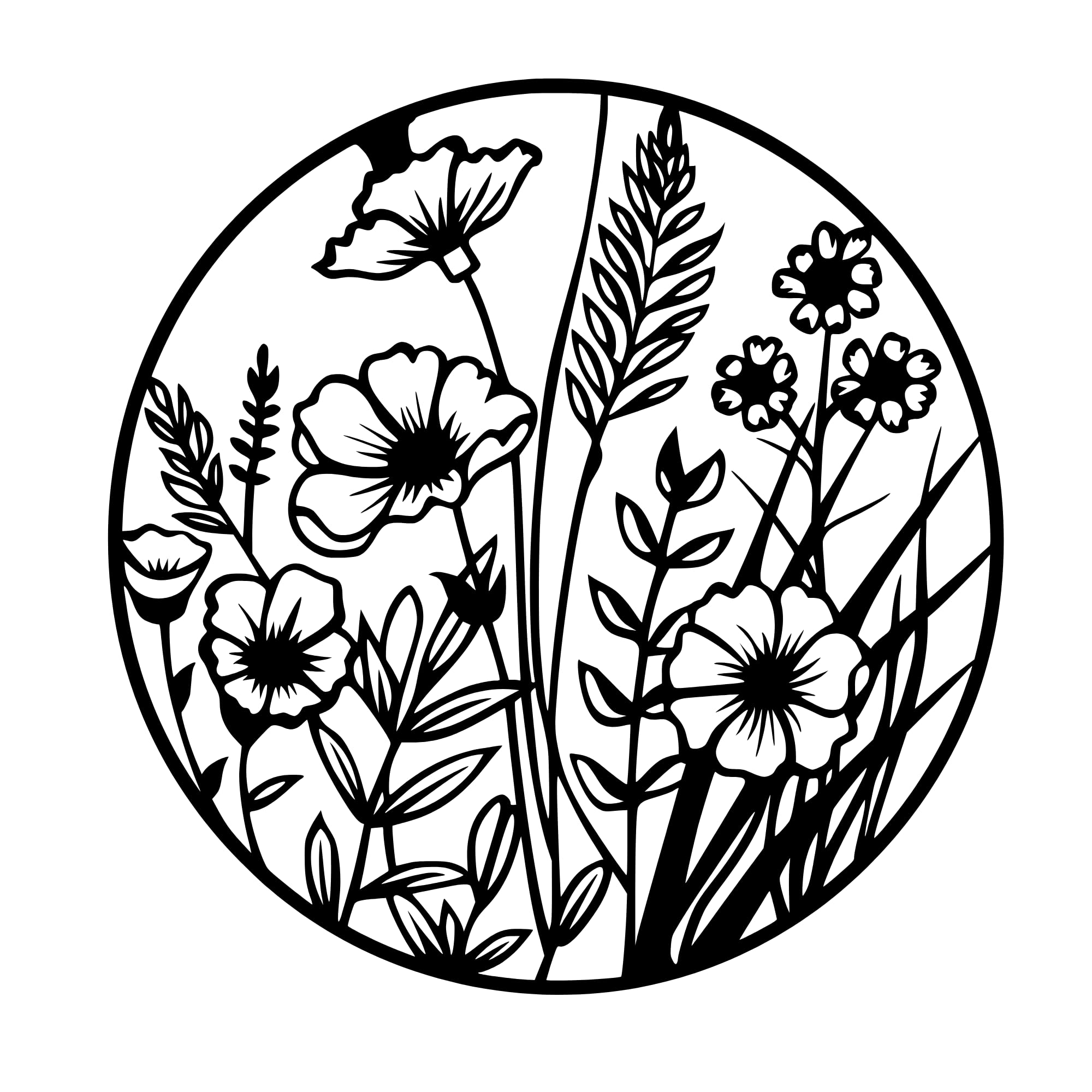 Metal Wall Decor | 35'' x 35'' x 0.05'' Flowers Themed Metal Wall Art | Handmade Indoor and Outdoor Wall Decorations