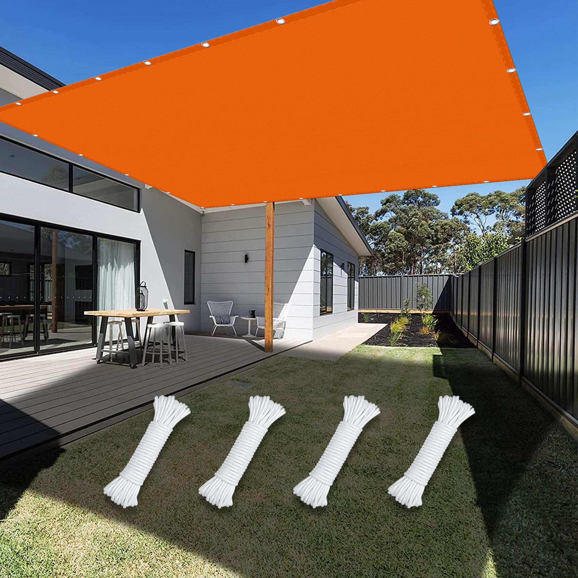 Voile d'ombrage abri de jardin orange toile protection solaire UV-Block