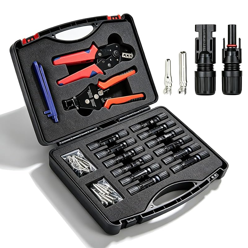 Kit de Conectores Solares MC4 dakewang com Alicate Decapador, Crimpador e Chaves de Montagem, 2 alicates + 24 pares