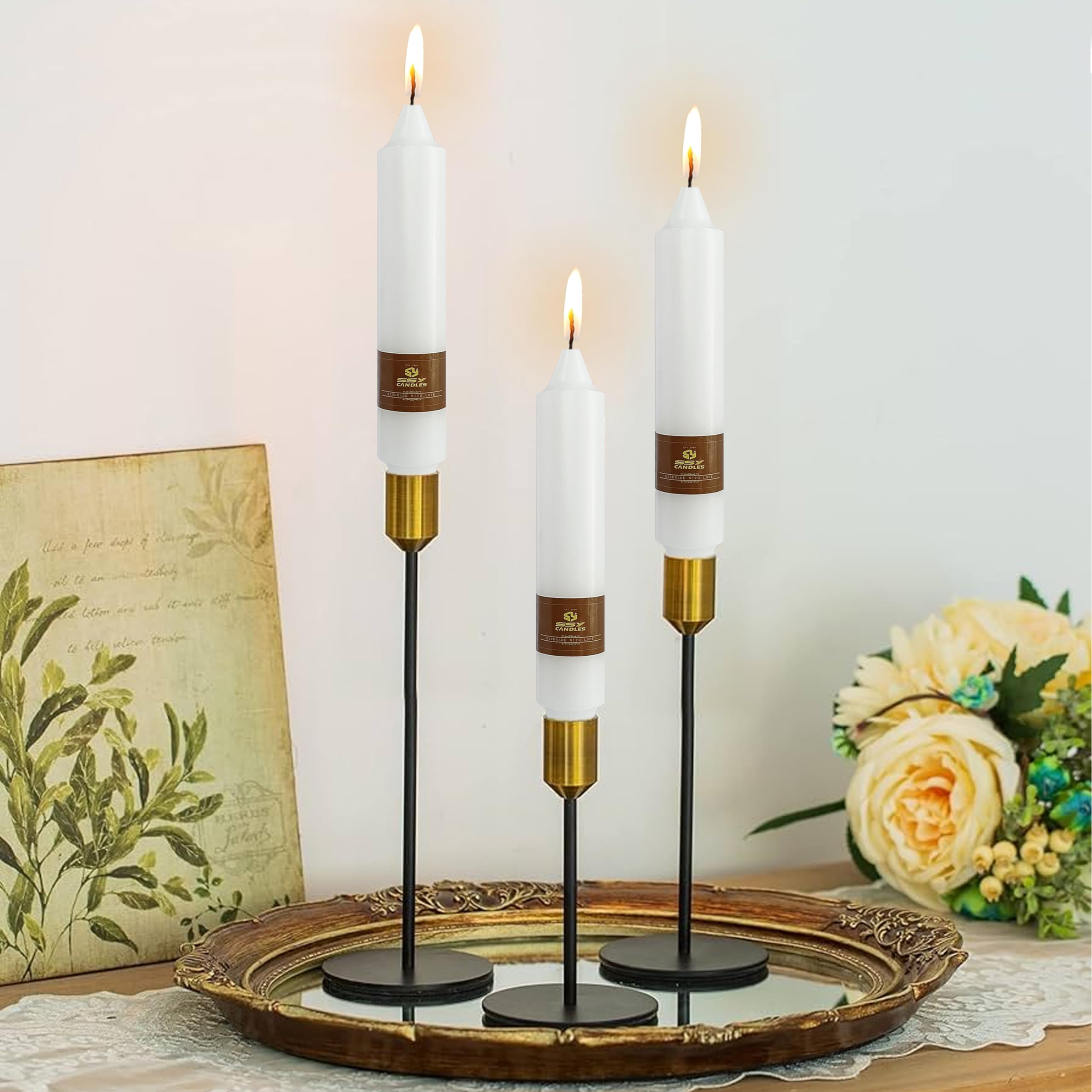 Candelabri bianchi conici da 17,8 cm, candele di cera non profumate, candele senza fumo, candele inodore per decorazioni per la casa, matrimoni, festività, vacanze