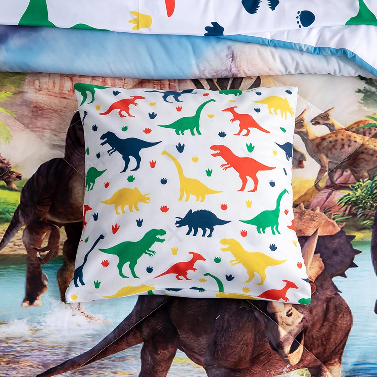 9 Pieces Dinosaur Kids Queen Comforter Set Dinosaur Bedding Set Bed in a Bag,Kids Queen Comforters 3D Dinosaur Bed Quilt Set for Teens - Image 5