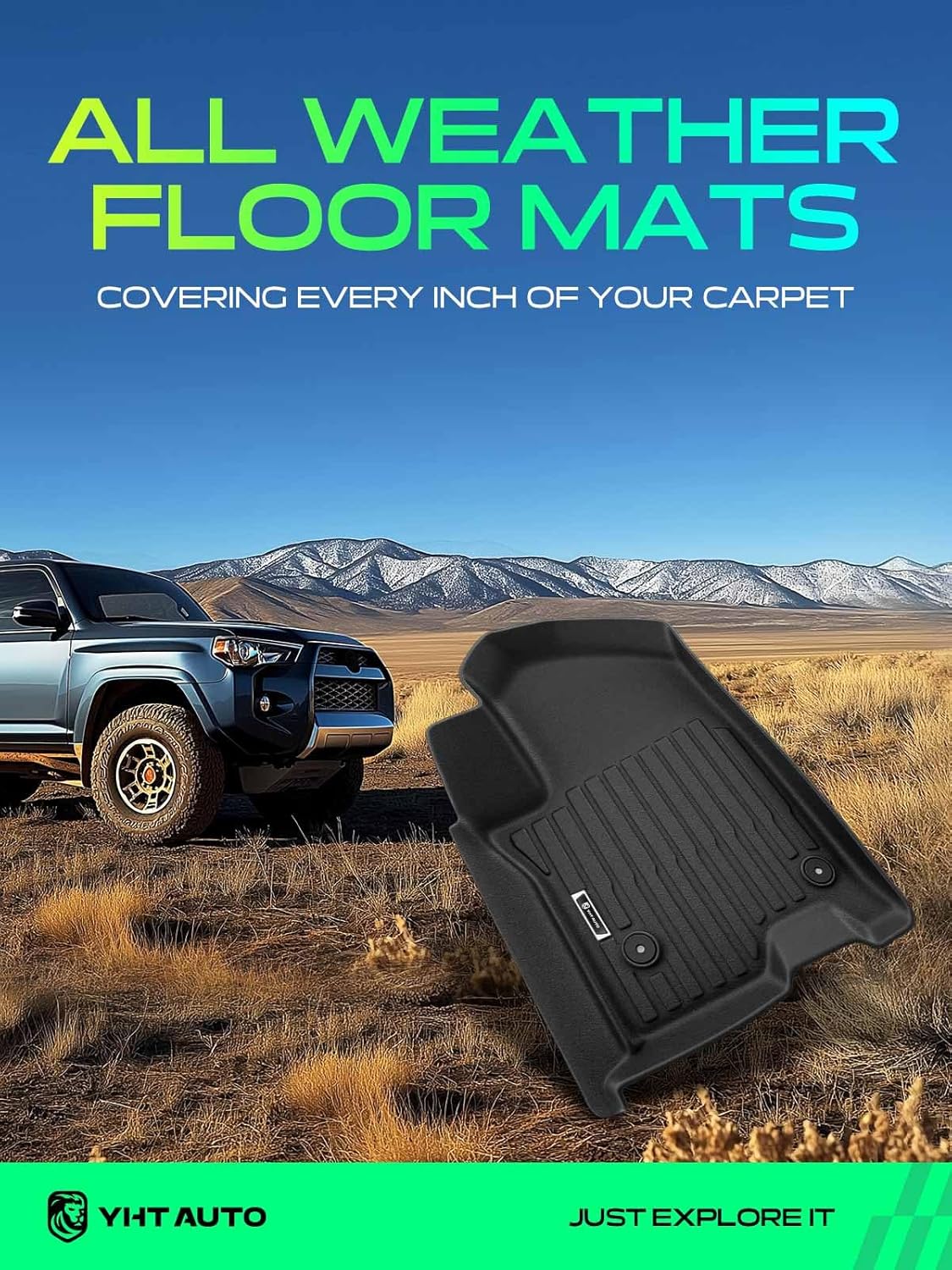 YHTAUTO Floor Mats & Cargo Mat Compatible with Chevrolet Suburban & GMC Yukon XL 2021-2026 (with 2nd Row Bench Seats), TPE Floor Liners Custom Fit, 1st & 2nd & 3rd Row & Trunk Mat, Set of 5
