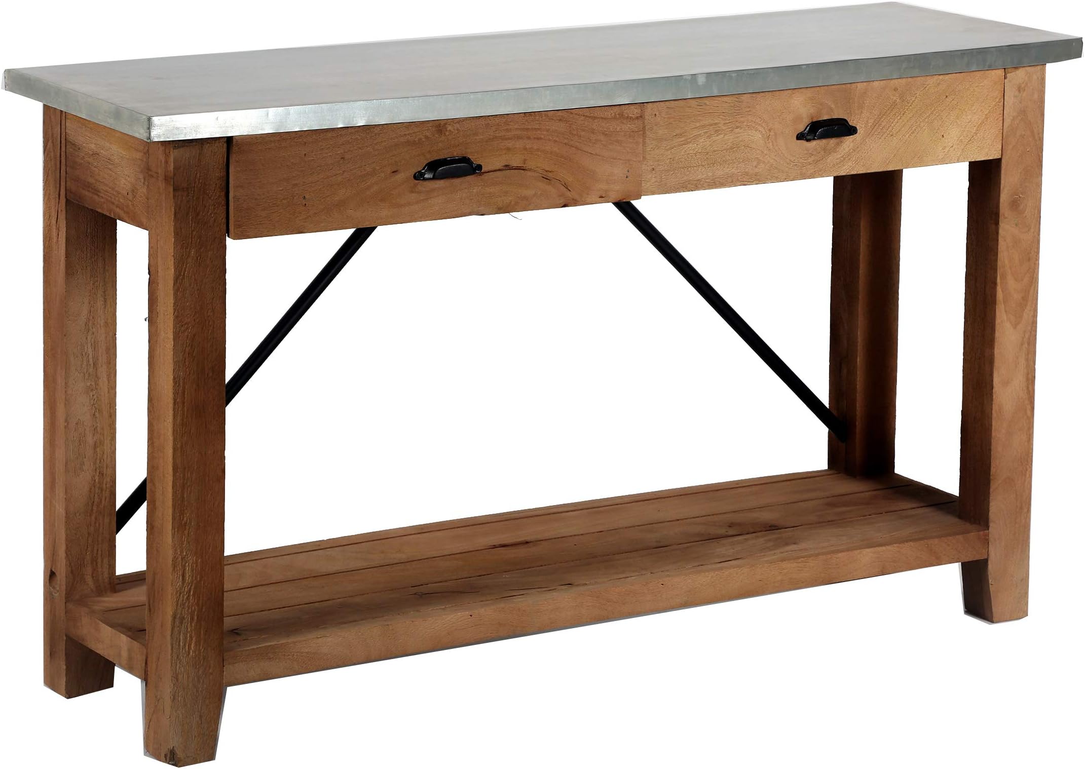 Alaterre Furniture Millwork 50" Wood and Zinc Metal 50" Console with Two Drawers