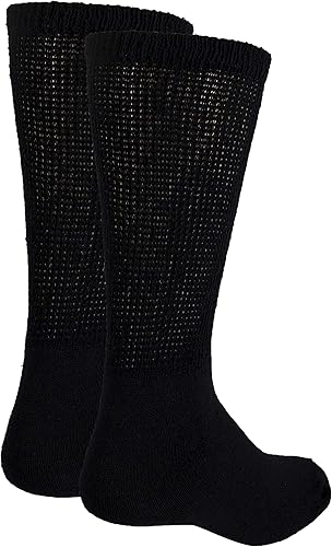 Miniatura 7 de Truform Calcetines diabéticos para hombres y mujeres, estilo médico, longitud media, altura de media pantorrilla, 3 pares, negro, M
