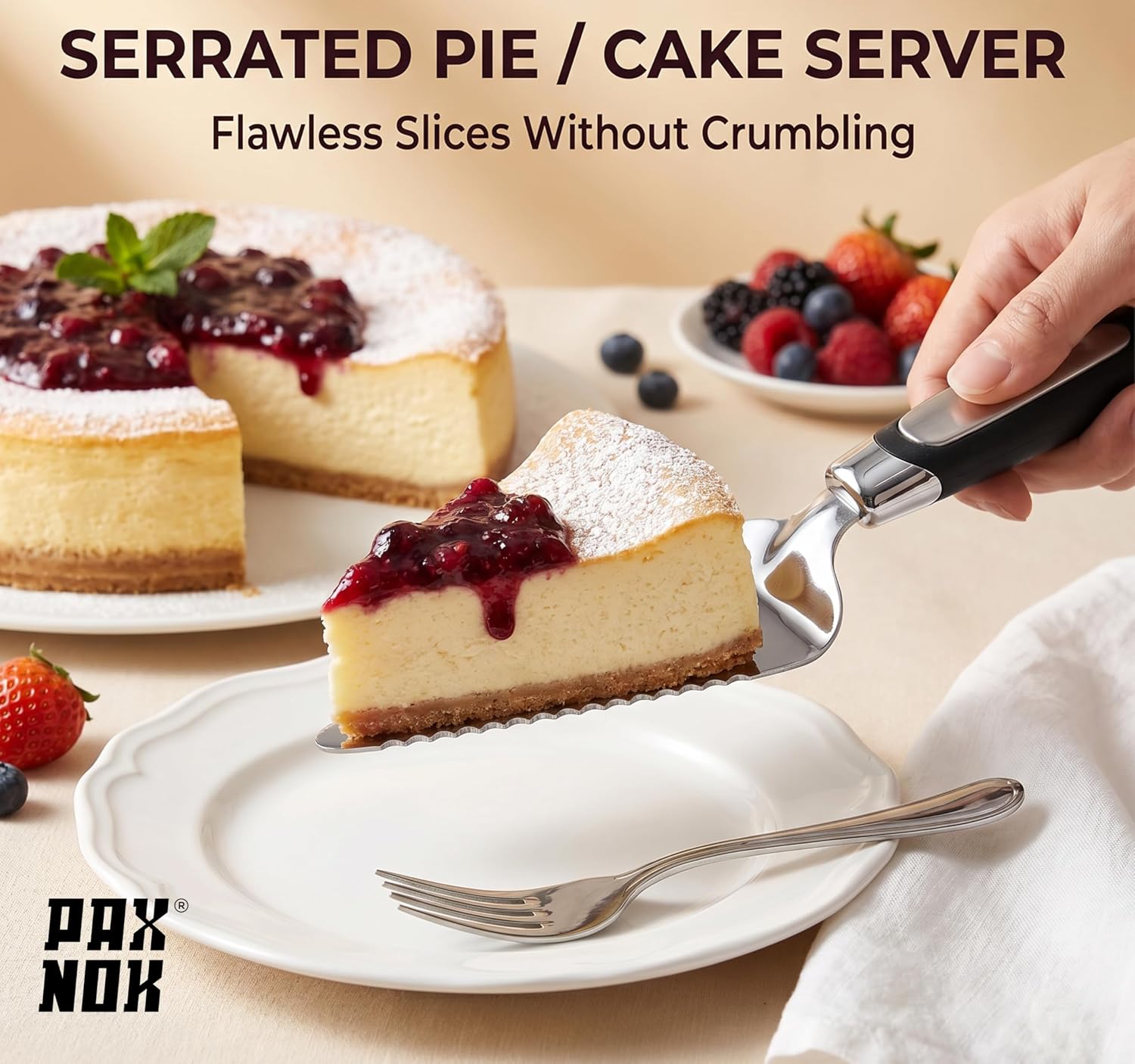 Pizza Cutter and Pie Server Set – Stainless Steel Pizza Wheel Cutter & Serrated Cake Pie Server – Ergonomic Non-Slip Handles, Sharp Blade, Dishwasher Safe Kitchen Tools