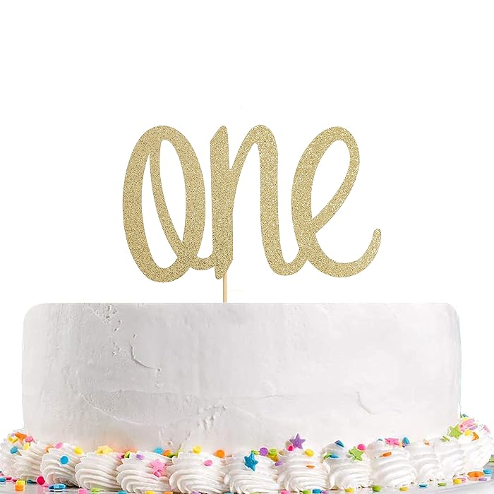 Buy Cake Topper for 1st Birthday - Gold Glitter ONE Cake Topper, 1st ...