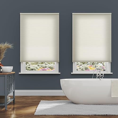 Miniatura 9 de Persianas celulares sin cordones con filtro de luz para ventanas, 23 pulgadas de ancho x 72 pulgadas de largo, color gris, más de 500 tamaños