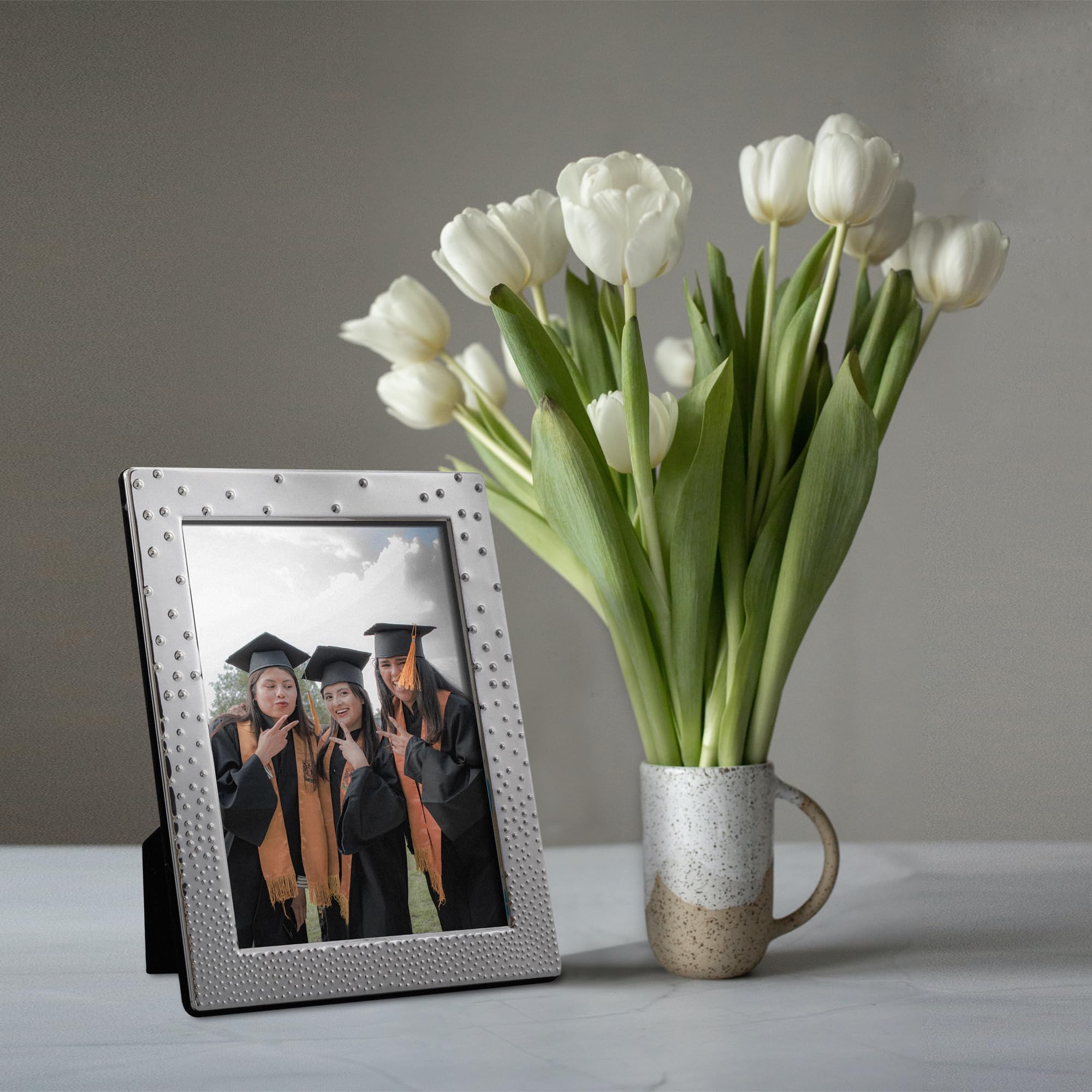 Frametigo, Silver Plated Dazzle Bubble Photo Frame, 6"x8" (15x20cm) Photo Size, Velvet Frame Backing & Stand - Image 4