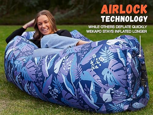 Miniatura 5 de Wekapo Tumbona inflable para sofá de aire portátil a prueba de agua y diseño antifugas de aire sofá ideal para patio trasero playa viajes camping
