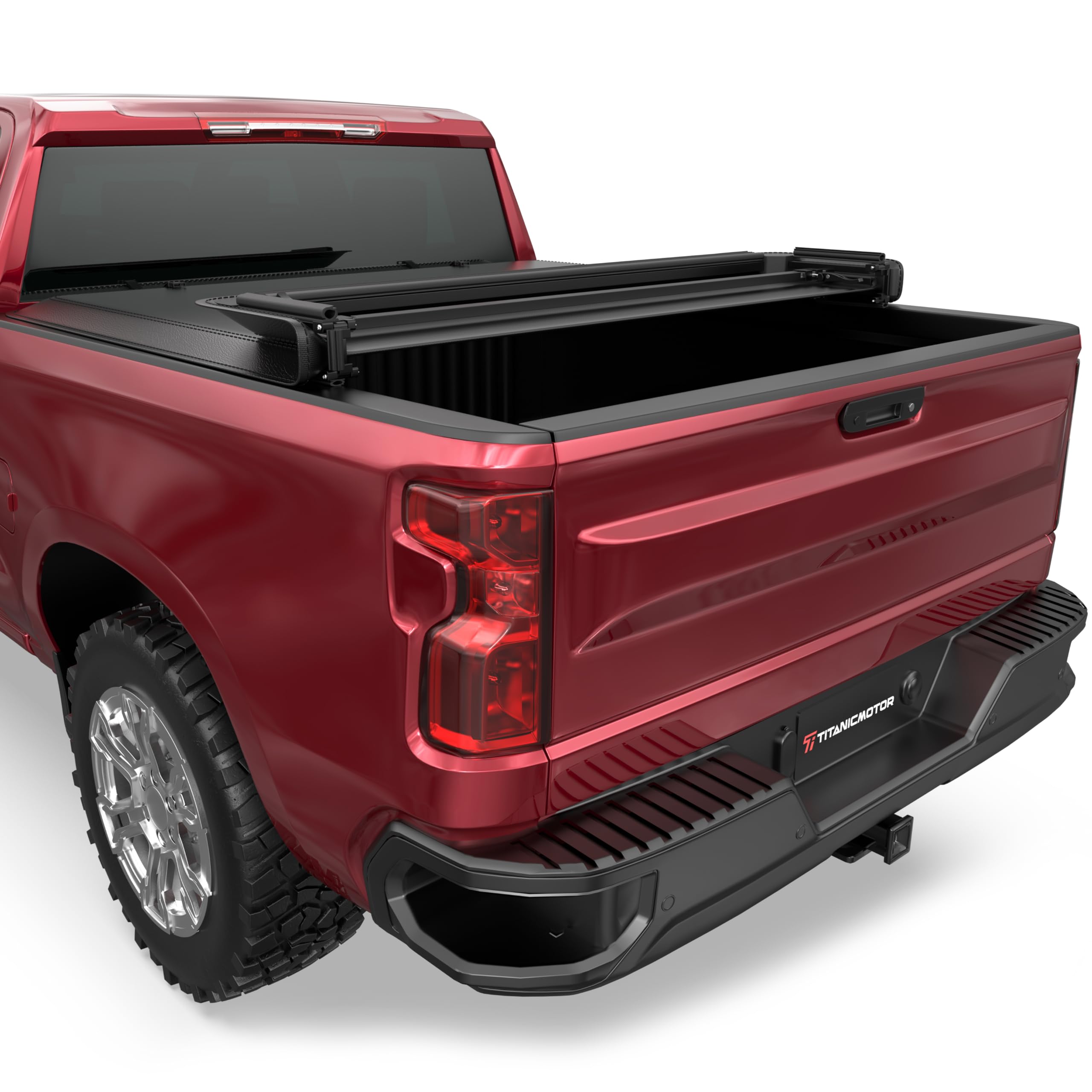 TITANICMOTOR Soft Quad Fold Truck Bed Tonneau Cover Compatible for 2019-2024 2025 Chevy Silverado/GMC Sierra 1500 Fleetside New Body Style 4-Fold 6.5FT