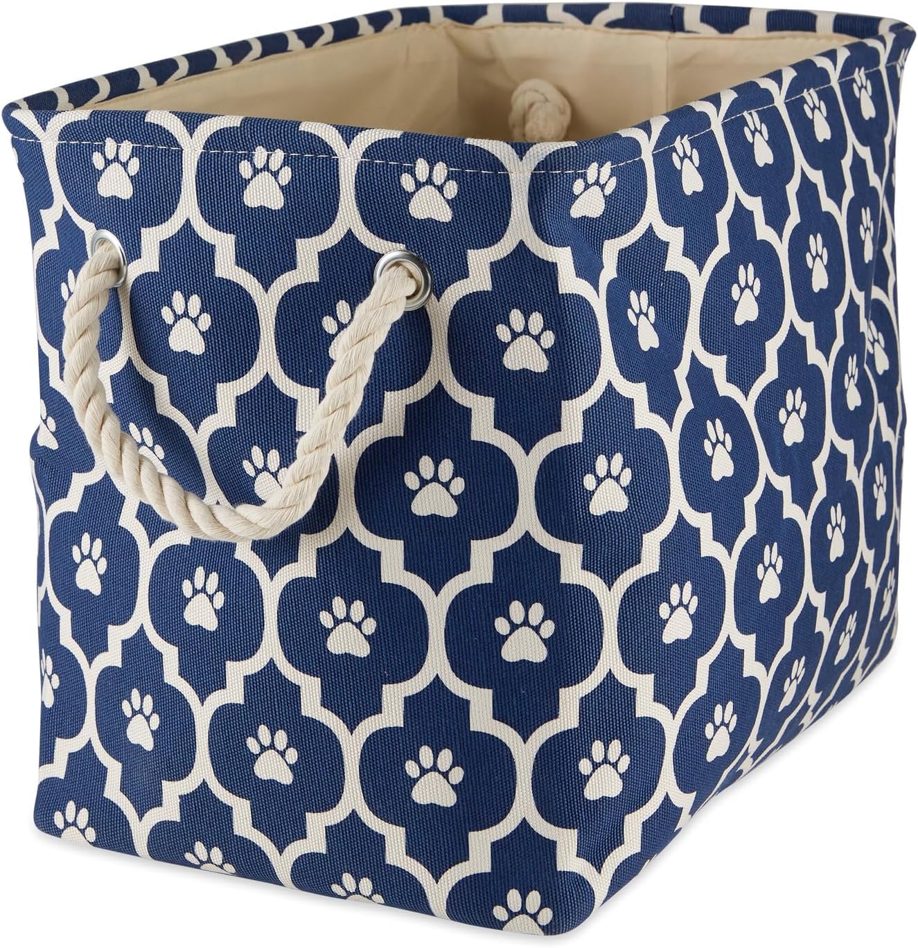 Bone Dry Pet Storage Collection Lattice Paw Print, Nautical Blue, Large Rectangle