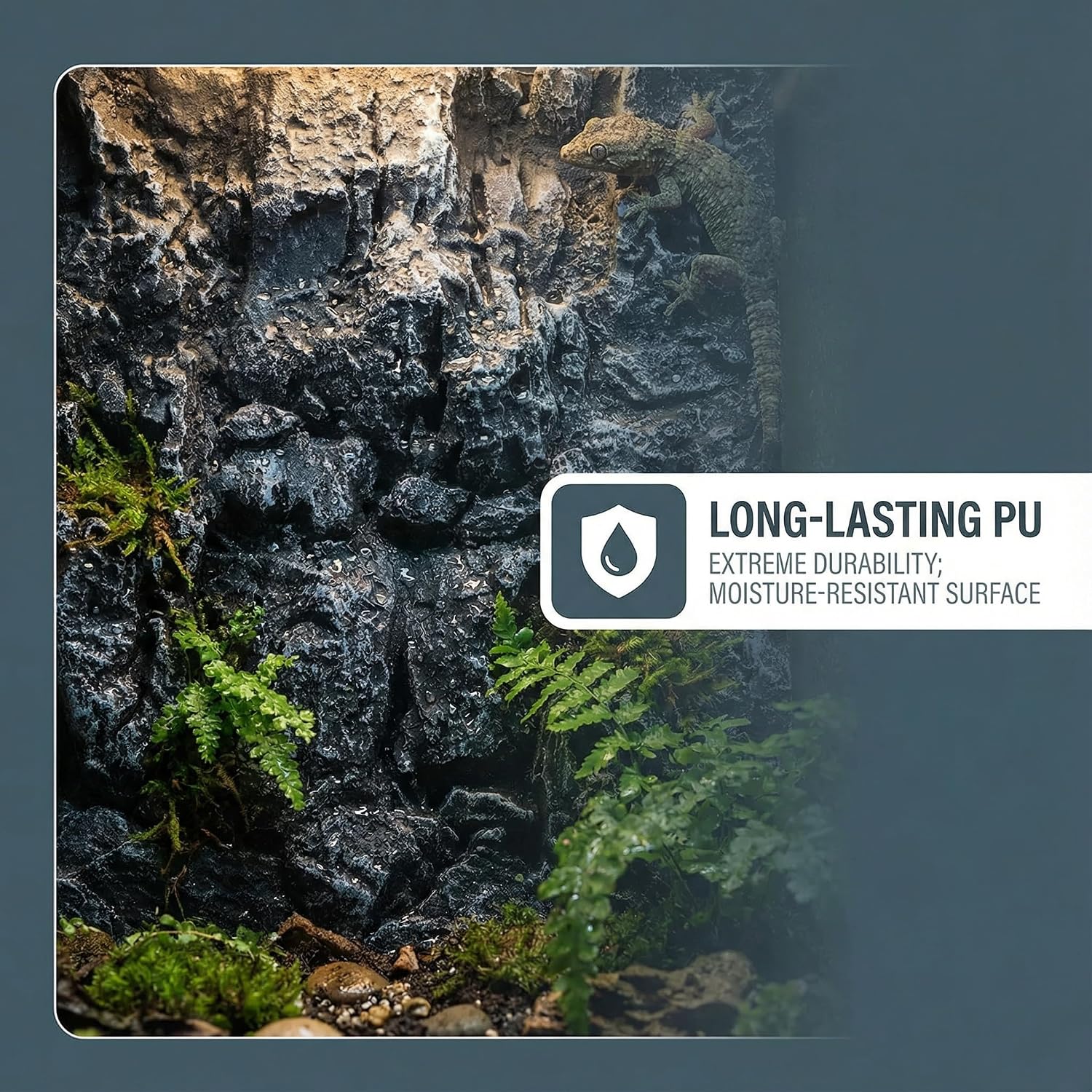 Toddmomy Rock Terrarium Background 3D Reptile Habitat Backgrounds, 17.7x11.8in Decorative Backdrop for Tanks Bearded Dragons Lizard Gecko Spider Chameleon Turtle Fish