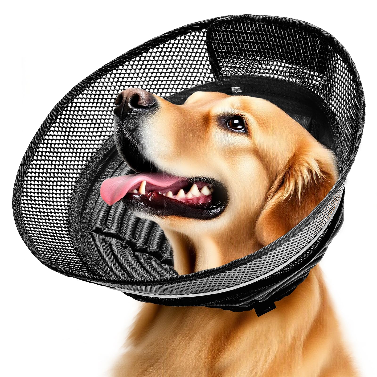 Inflatable Dog Cone for Dogs After Surgery,Soft Adjustable Elizabethan Collar for Large Dogs,2-in-1 Dog Cone with Detachable Shield,Anti-Anxiety Comfortable Pet E-Collar Prevents Licking Wounds(L)