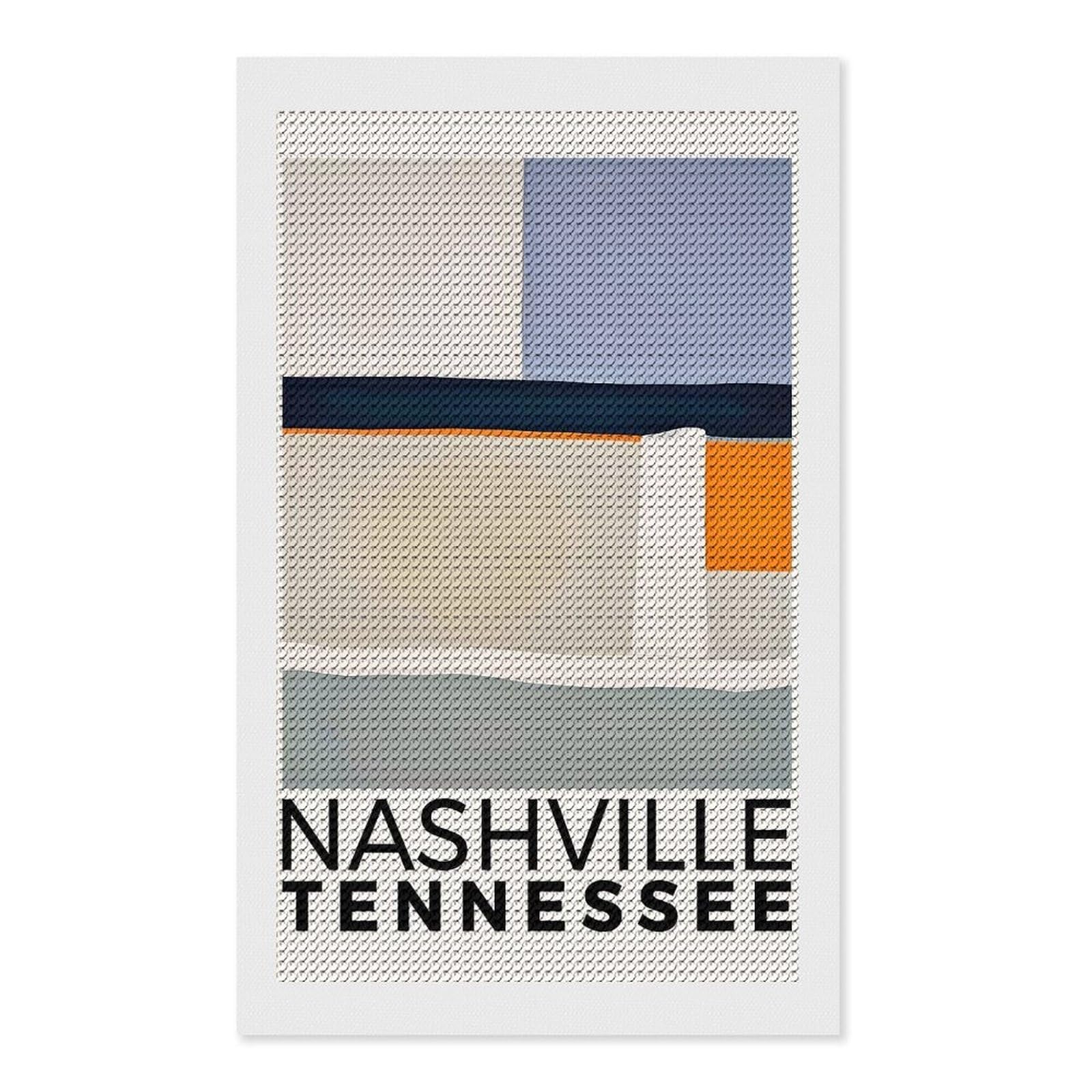 Junmoney Nashville Tennessee Diamond Painting Canvas Set 12"x20", Satisfying Creative Project, Easy to Follow Symbols, Fun Craft Experience