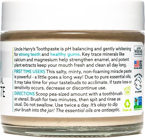 Miniatura 2 de Uncle Harry's Pasta de dientes remineralizante de menta verde | Pasta dental blanqueadora natural refresca el aliento y promueve el esmalte | Pasta