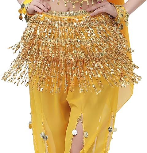 Miniatura 3 de UTTPLL Falda de cadera con lentejuelas para mujeres y niñas, falda con borlas, bufanda para fiesta de rave