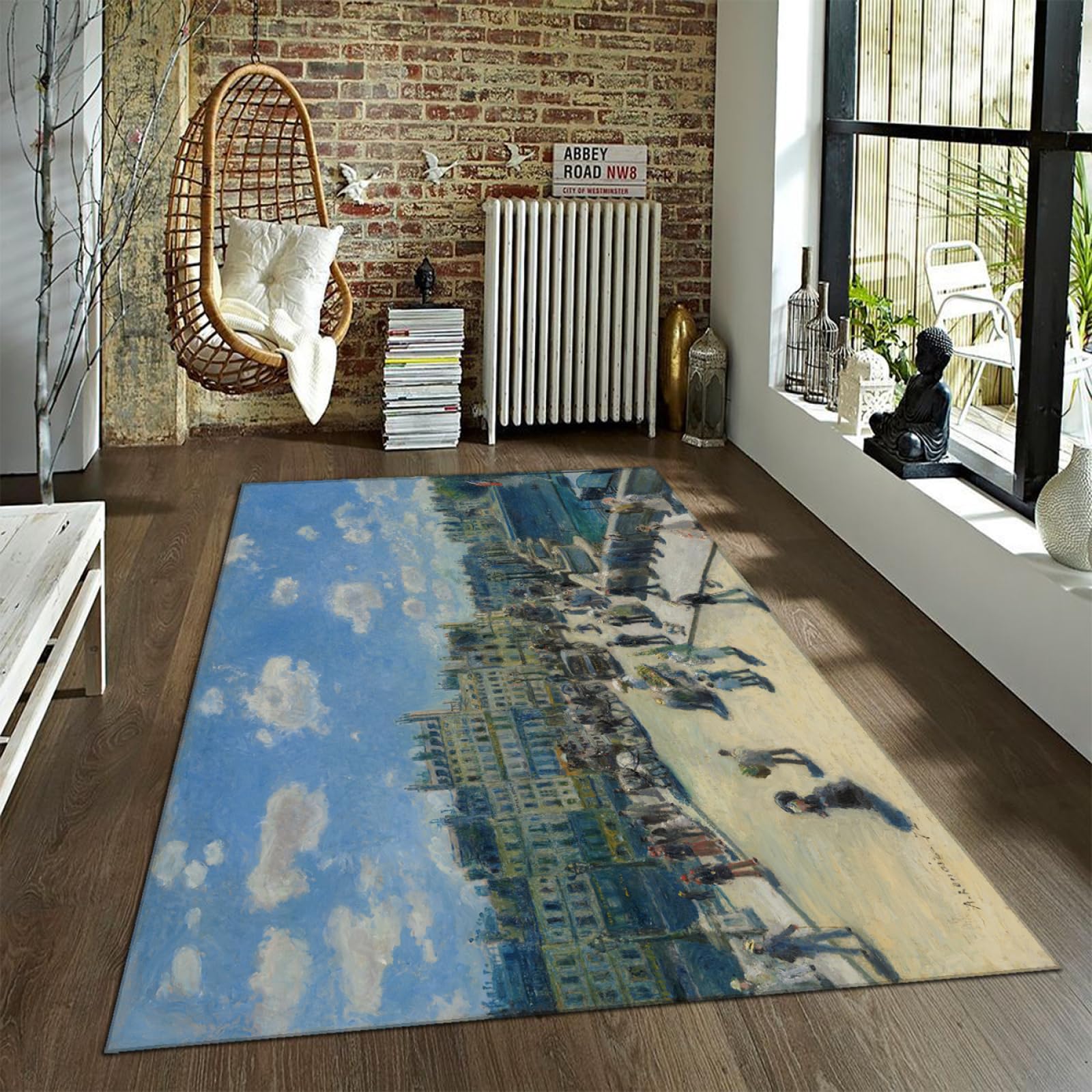 Tapis de sol bureau Renoir Le Pont-Neuf Paris 160x230cm anti-glisse pour grand salon