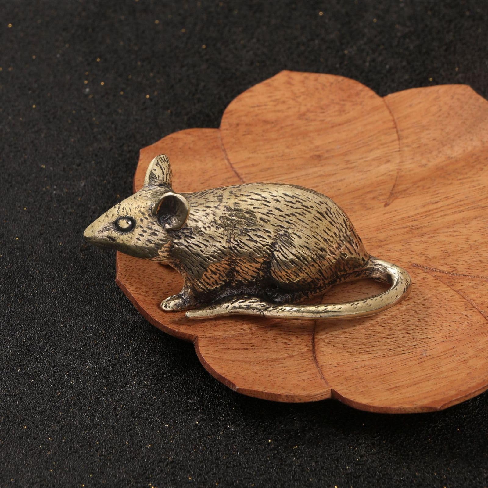 YANGPZFC Small Copper Antique Copper Rat Ornament Brass Statue For Desk Decor, Handcrafted Vintage Sculpture