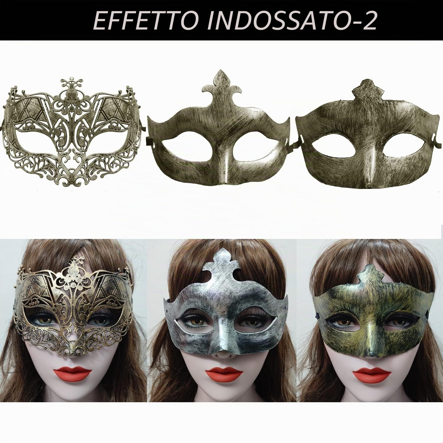 27 pezzi Vintage Maschere Antico Maschera Retrò Uomini Donne Maschera Unisex per Festa da Ballo Costume Veneziano - Oro, Argento, Bronzo