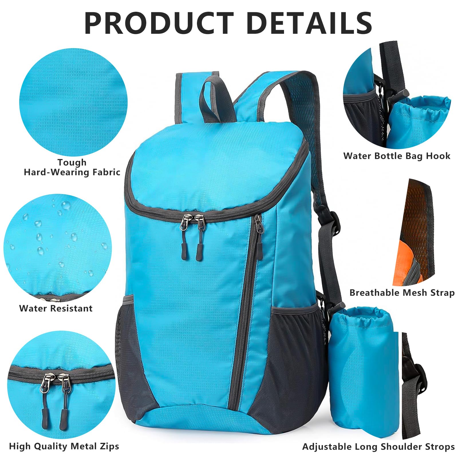 Yoolly Lightweight Foldable Backpack, Small Hiking Rucksack - Image 3
