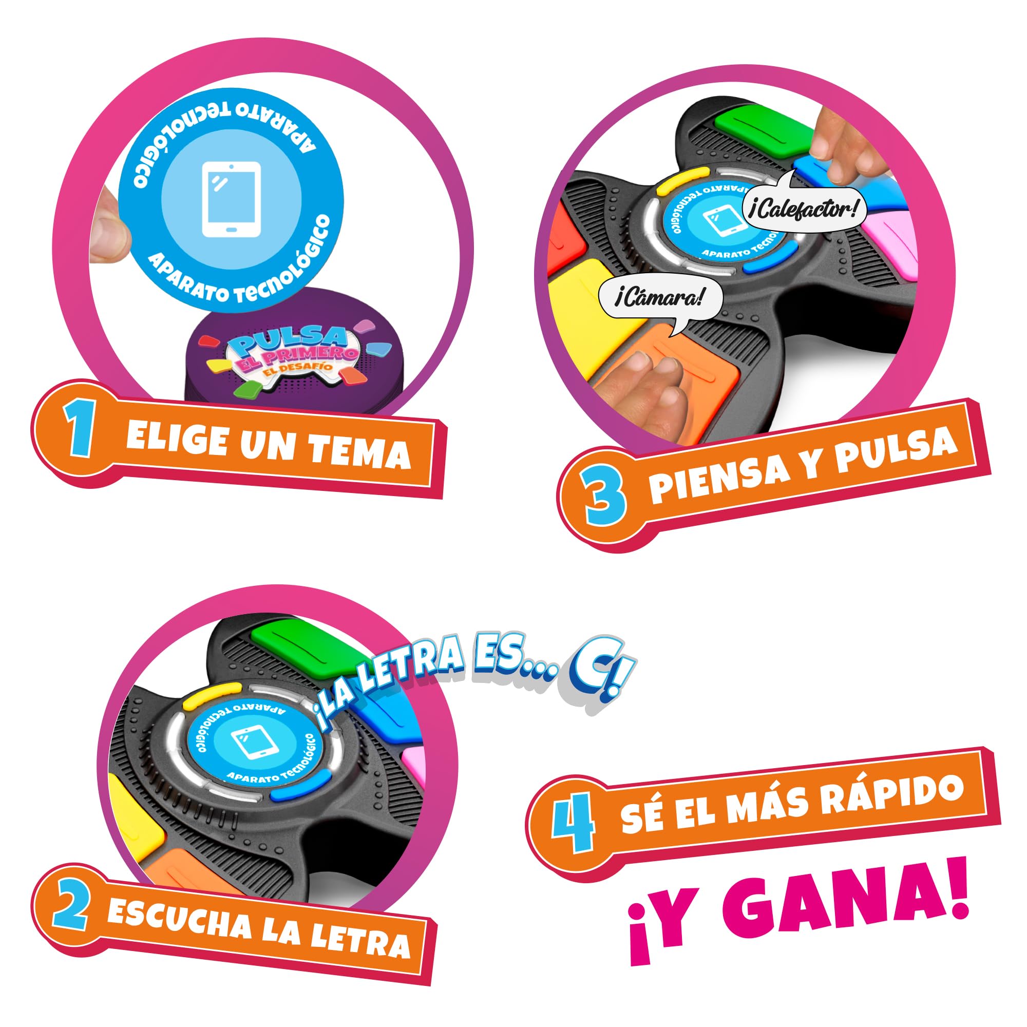 Bizak Pulsa el Primero El Desafio, clásico Juego renovado, Escucha la Letra y pulsa el Primero, 50 temáticas Divertidas, + 6 años, (61832125)
