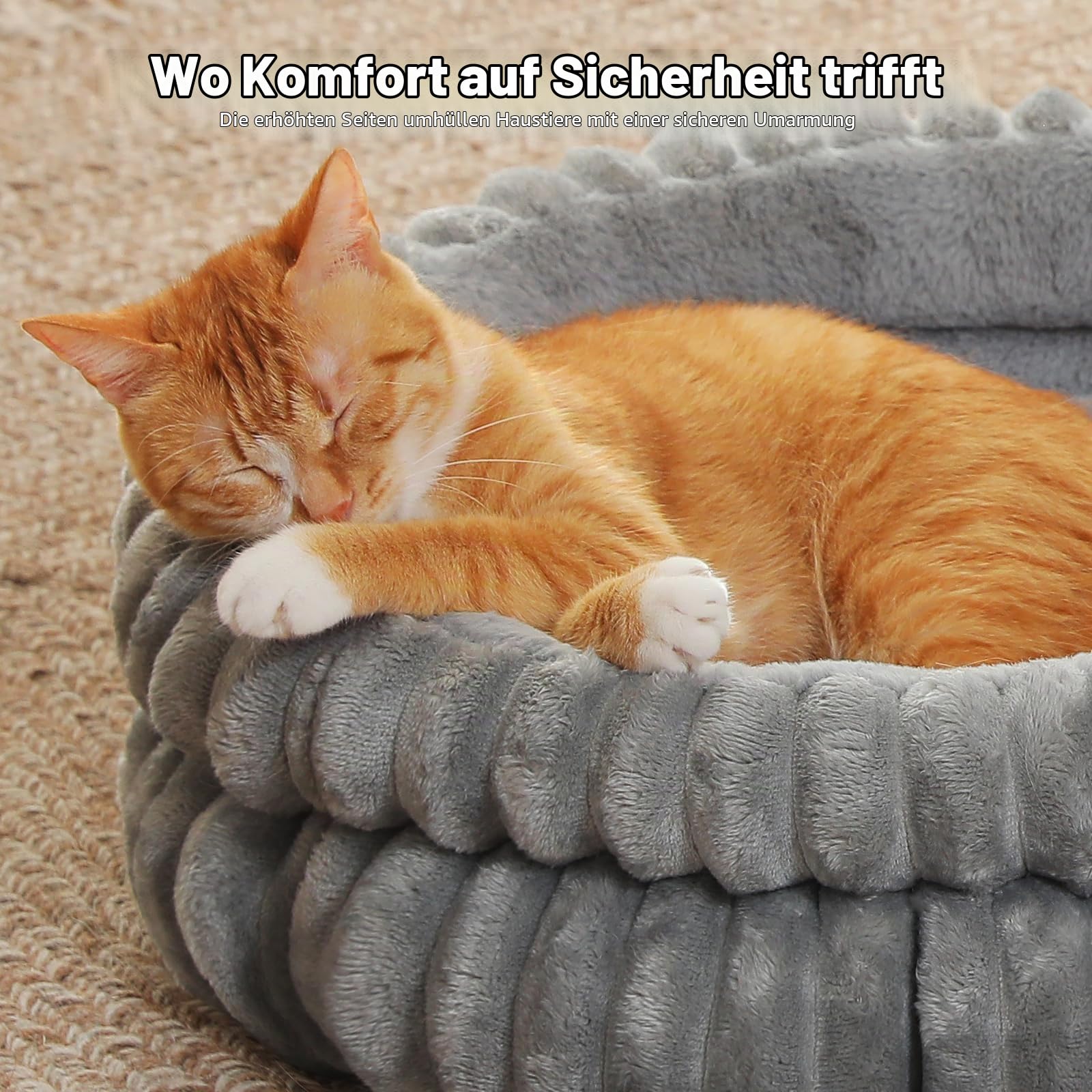 PAWZ Road Katzenbett waschbar Flauschiges Katzenkissen, Katzenschlafplatz-Bettchen (Grau, S)