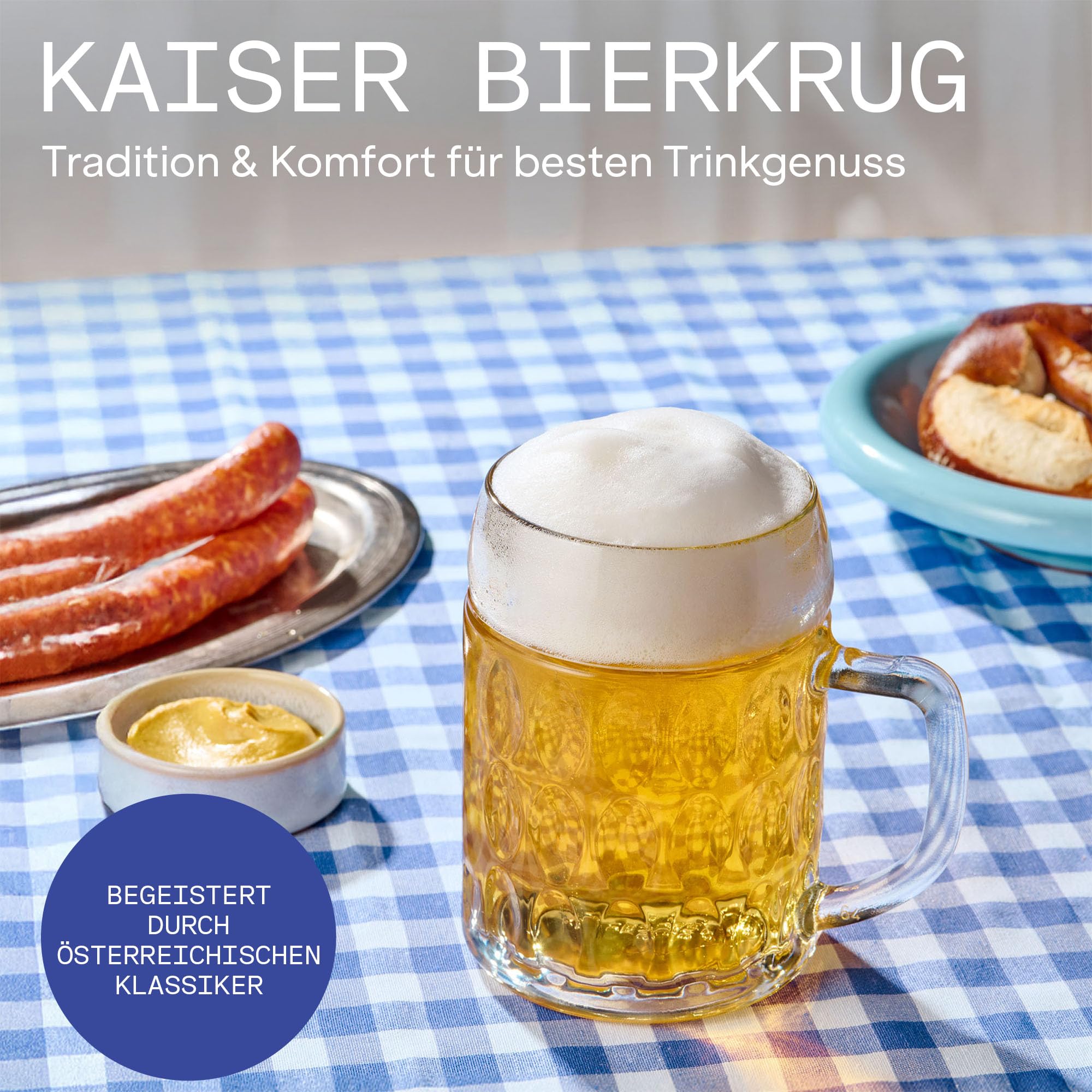 Oberglas Kaiser Bierkrüge Soda-Lime-Glas 500 ml, 6er-Set
