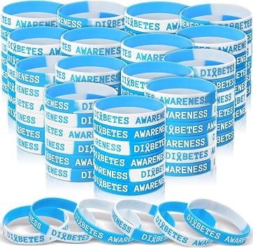 200 Pcs Diabetes Awareness Silicone Wristband Bulk for Women Men