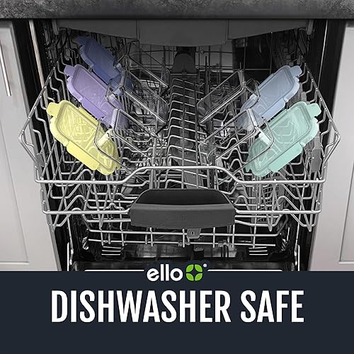 Miniatura 7 de Ello 3.4 tazas, 10 unidades, juego de 5 recipientes de vidrio a prueba de fugas para alimentos con tapas de plástico herméticas sin BPA, aptos para