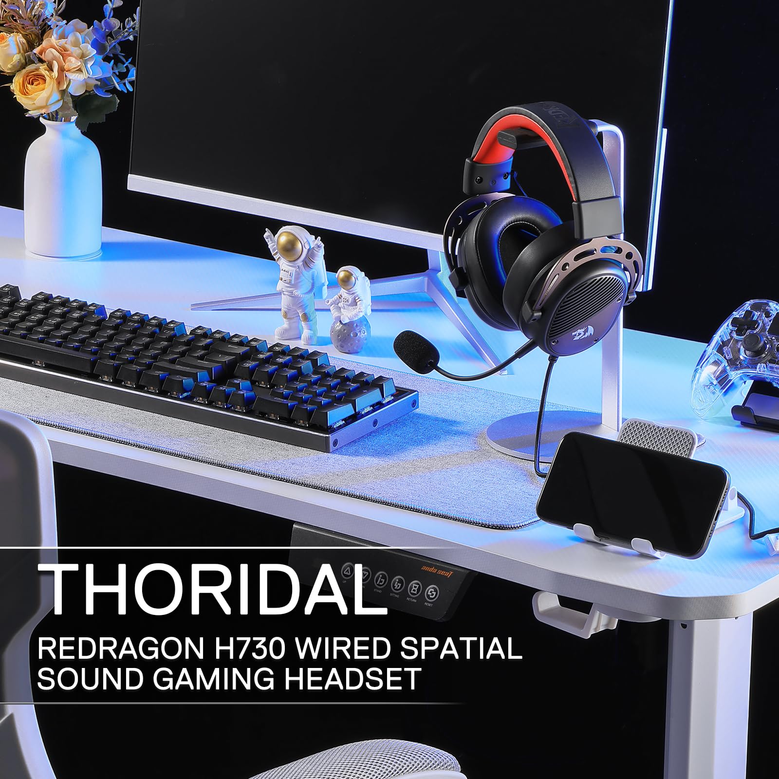 Redragon H730 Auriculares Gaming USB Cableados Drivers 53mm | Sonido Espacial 360° Micrófono Desmontable Cancelación Ruido Almohadillas Magnéticas Reemplazables