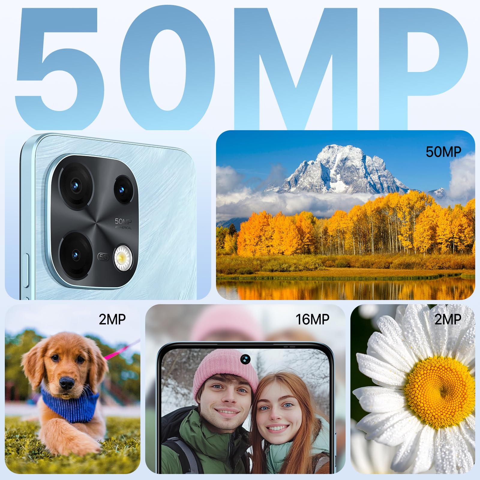 UMIDIGI Note 100 5G, smartfon, Android 14, telefon komórkowy, 6,8" HD+ 120 Hz, 16 GB + 256 GB / TF 1 TB, podwójna karta SIM 5G, telefon z systemem Android, 50 MP + 16 MP, kamera, 5000 mAh