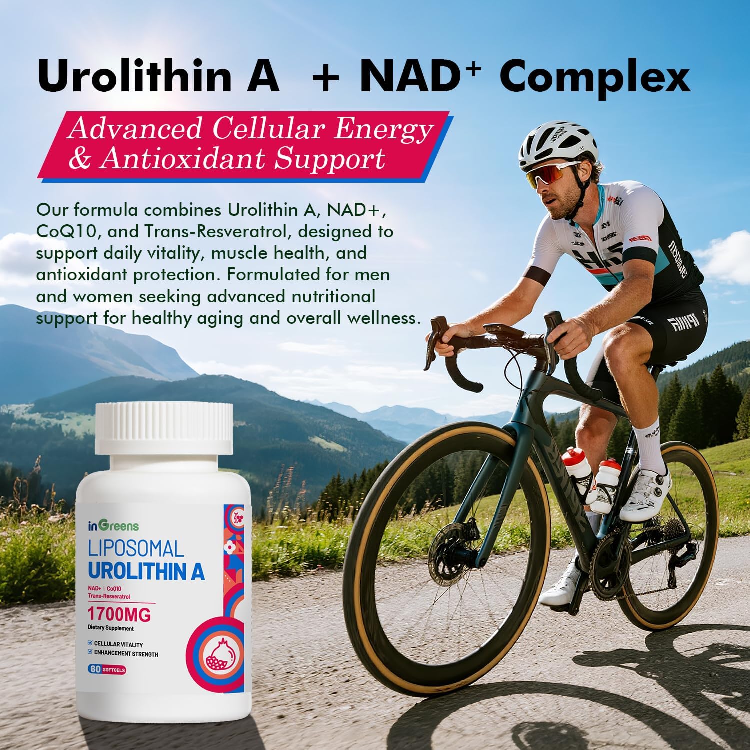 Urolithin A Supplement 1700mg with NAD+, CoQ10, Trans-Resveratrol Supplement for Men Women, 60 Softgels for Daily Health and Antioxidant Support, Muscle Energy, Healthy Aging, Highly Bioavailable - Image 9
