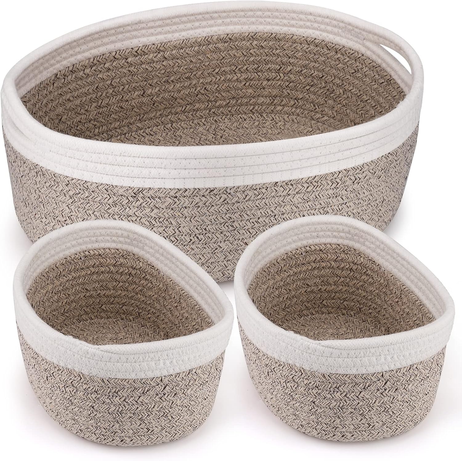 Lot De 4 Paniers De Rangement En Corde De Coton – 3 Tailles, Pour Salle De Bain, Jouets Ou Maquillage