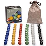 Yellow Mountain Imports 60 Pieces Chinese Checkers Marbles Set with Solid Colors - 16 Millimeters