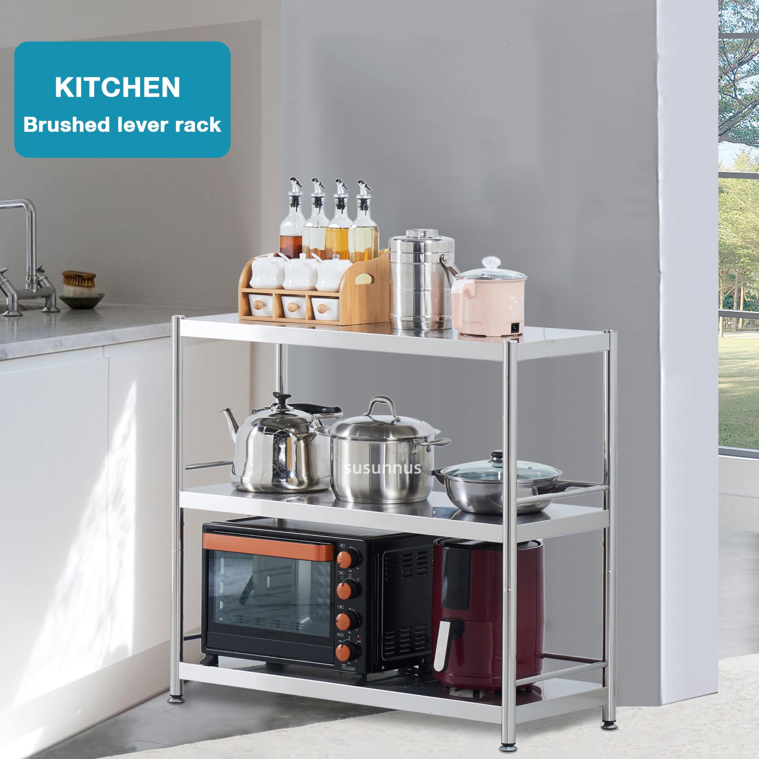 Amazon｜susunnus ステンレスラック キッチン 3段 防錆 幅74