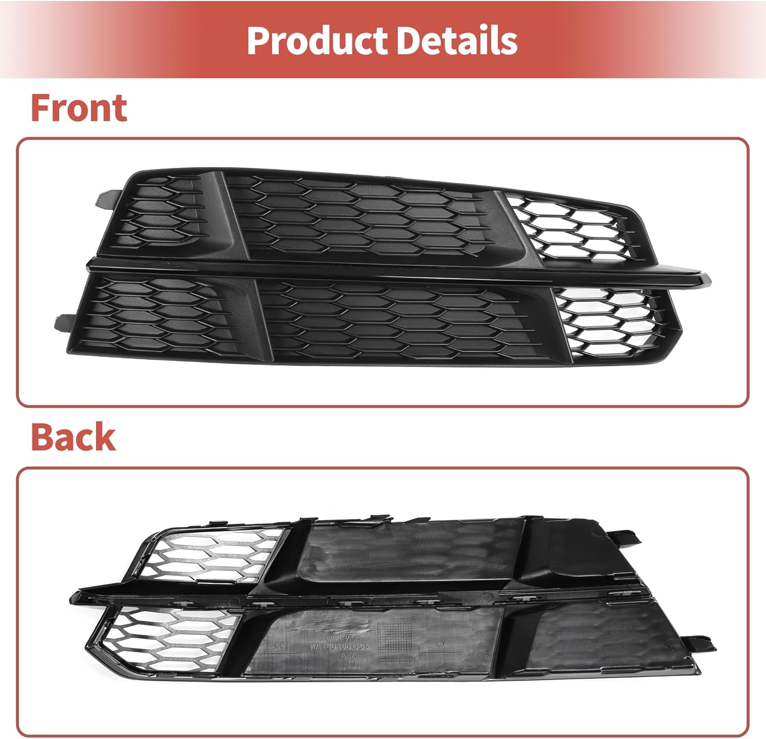 ACROPIX Fog Light Grill Front Lower Bumper Fog Light Cover Inserts for Audi A6 C7 S-Line 2015-2018 No.4G0807682AN Durable Front Right Black