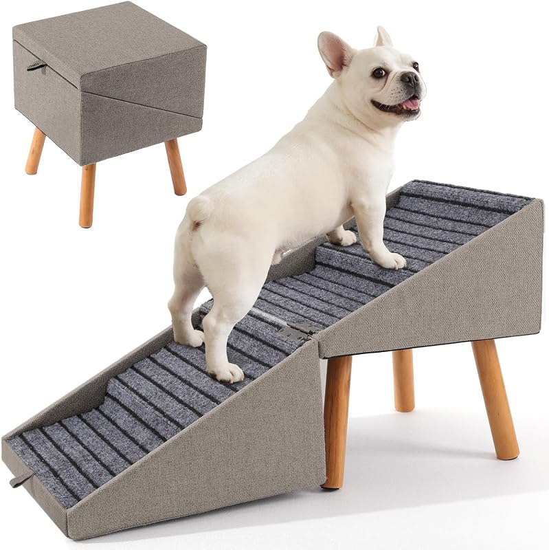 Escada para Cães em Madeira com Superfície Antiderrapante e Design 2 em 1 Ziluce XXL, 42,0 x 30,0 x 45,7 cm